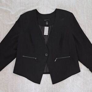 LANE BRYANT - Womens Black Blazer with Zipper Accents - Size 18 - NWT